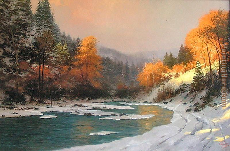 Autumn Snow painting - Thomas Kinkade Autumn Snow art painting